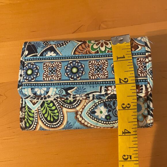 Vera Bradley Bali Blue Trifold Wallet Floral Paisley Quilted Cotton Retired Boho - Picture 5 of 5